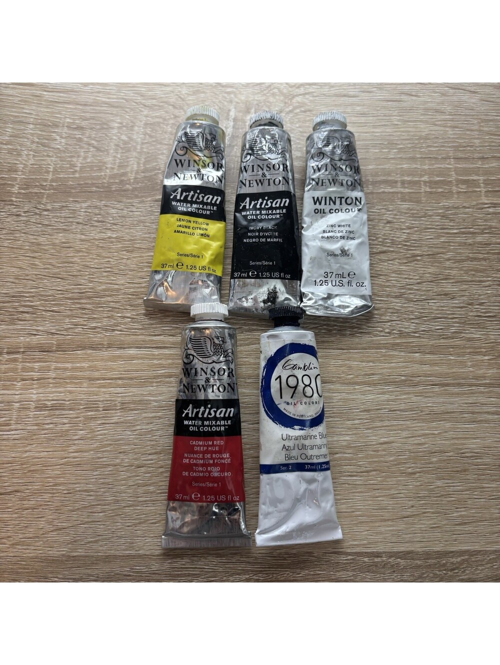 Lot of 5 Artist Oil Paint Tubes Winsor Newton Artisan Winton Gamblin 1980 37ml